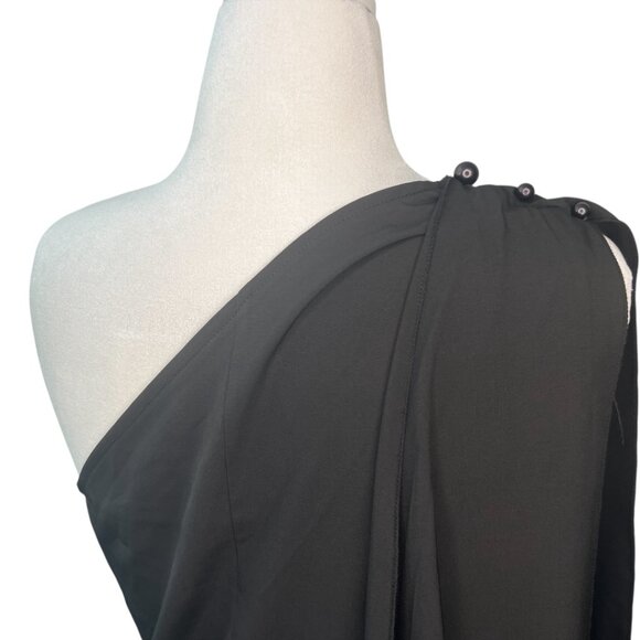 Black One-Shoulder Beaded Maxi Dress w/ Cloak Sleeve – Size XL (NWOT) – GWP - Picture 4 of 8